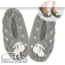 Pantofole in pelliccia grigia con pompon Smile HY7043