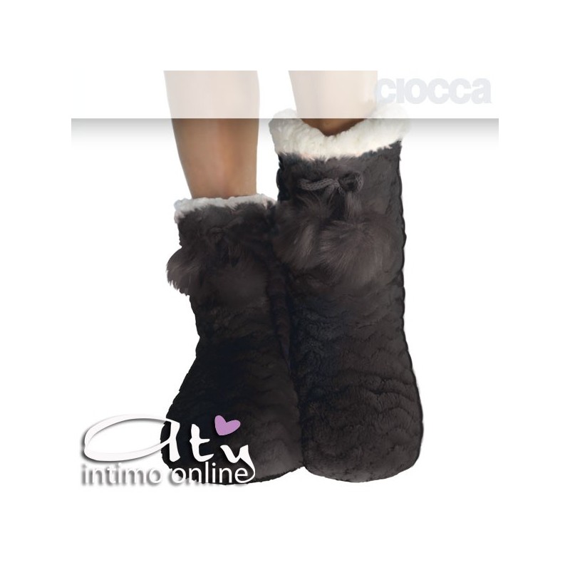 Pantofole boot Nere in pelliccia 796 Ciocca
