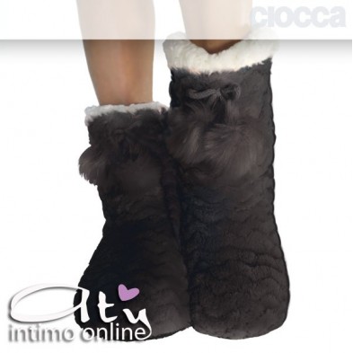 Pantofole boot Nere in pelliccia 796 Ciocca