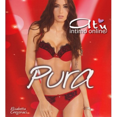 Completino Rosso P0510C pizzo cigliato nero Pura