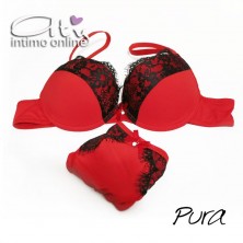 Completino Rosso P0510C pizzo cigliato nero Pura