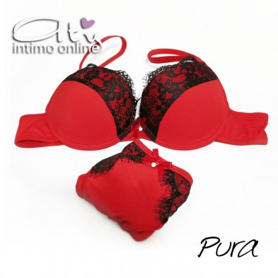 Completino Rosso P0510C pizzo cigliato nero Pura