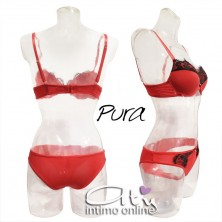 Completino Rosso P0510C pizzo cigliato nero Pura