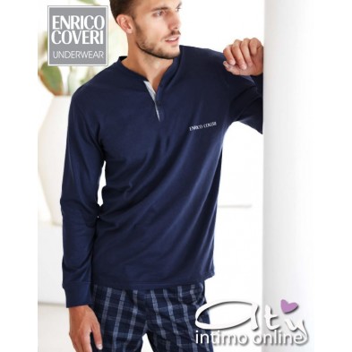 Pigiama Blu tartan EP8048 Enrico Coveri Sport
