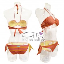 Bikini a fascia + slip righe beachwear Infiore TRO 85