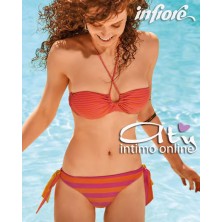 Bikini a fascia + slip righe beachwear Infiore TRO 85