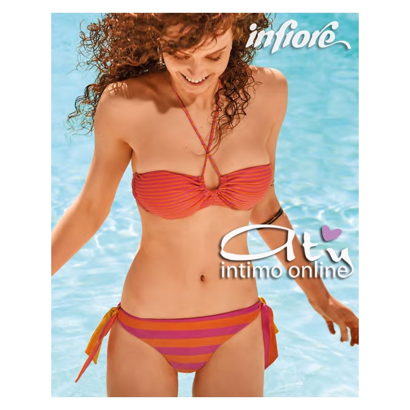 Bikini a fascia + slip righe beachwear Infiore TRO 85