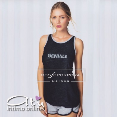Pigiama con maglia di pizzo RossoPorpora Maison Fernanda
