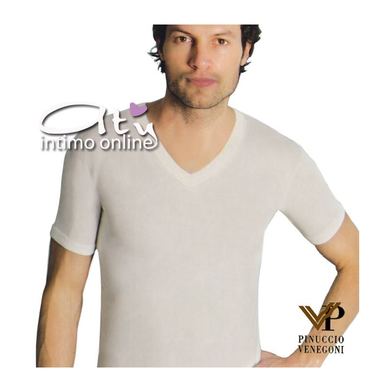 Maglietta scollo V lana e cotone double 380 VP Pack. 3pz