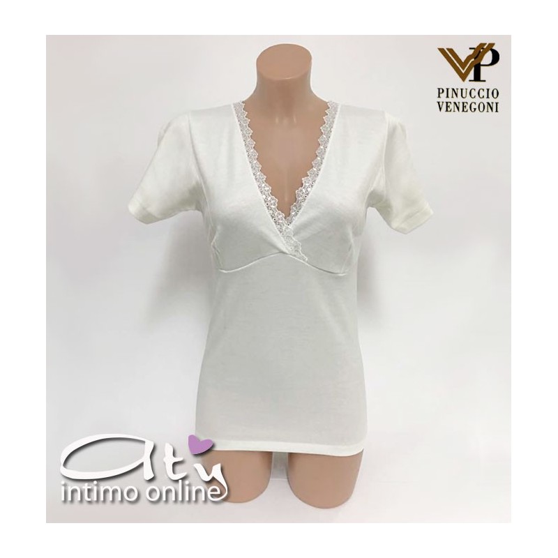 Maglia manica corta incrociata taglie forti lana cotone 399C VP Pack. 3pz