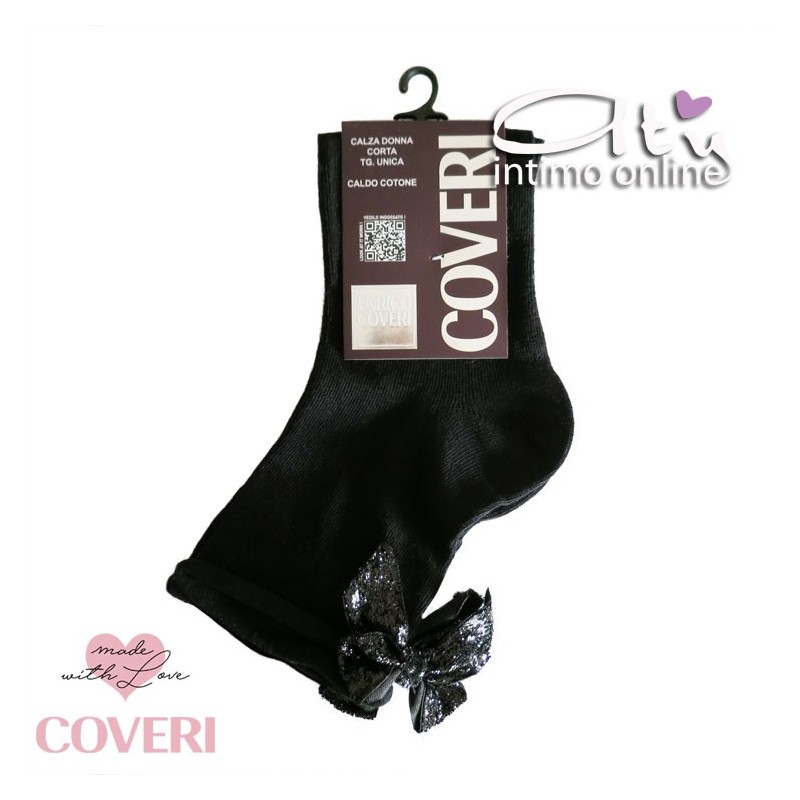 Calzino donna corto con fiocco lurex Coveri Giusy 234NE