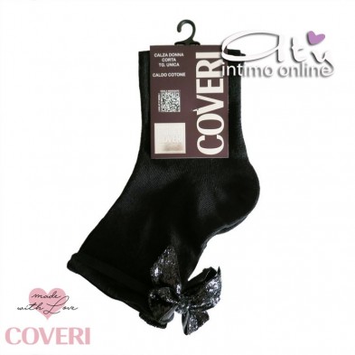 Calzino donna corto con fiocco lurex Coveri Giusy 234NE