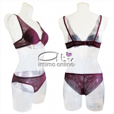 Completino intimo in pizzo con bralette Pura P0519C