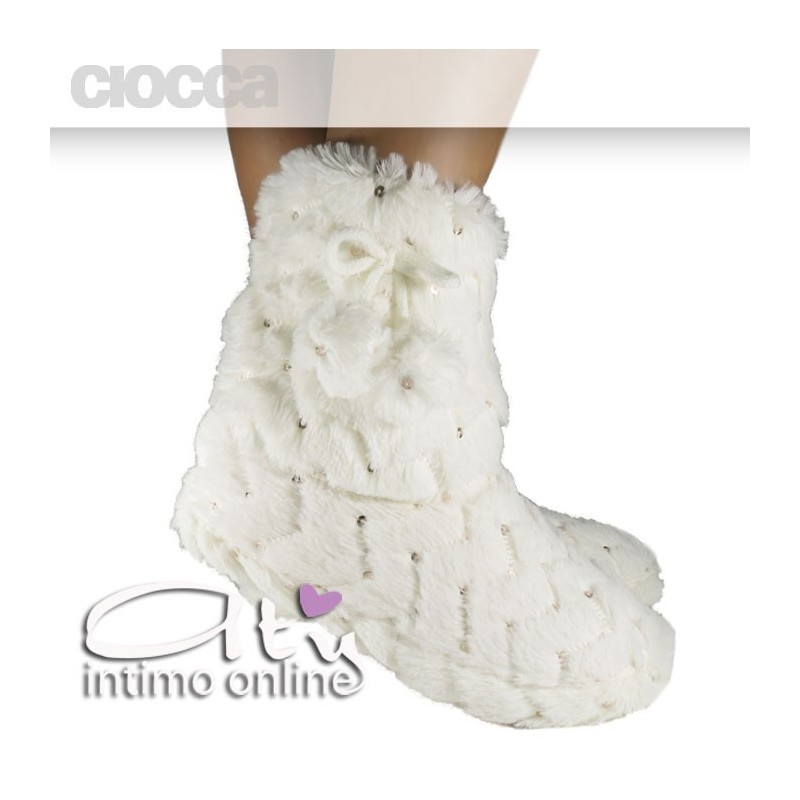 Pantofole boot paillette Panna Ciocca 825/2A