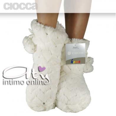 Pantofole boot paillette Panna Ciocca 825/2A