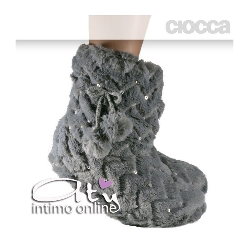 Pantofole boot paillette grigio Ciocca 825/2A