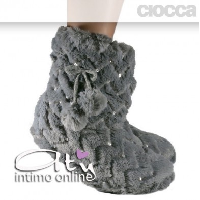 Pantofole boot paillette grigio Ciocca 825/2A