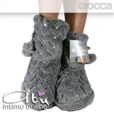 Pantofole boot paillette grigio Ciocca 825/2A