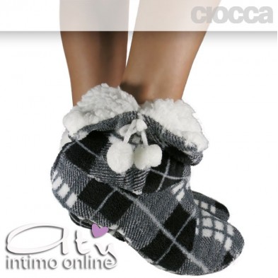 Pantofole boot scozzesi fondo grigio Ciocca 820/2A