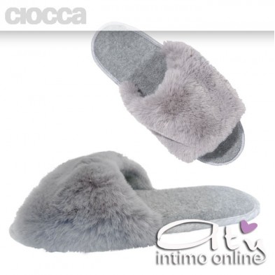 Ciabatte invernali peluche grigie Ciocca 815/2A
