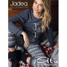 Jadea Pigiama snow 5081 blu e grigio melange