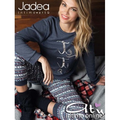 Jadea Pigiama snow 5081 blu e grigio melange