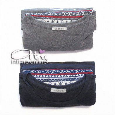 Jadea Pigiama snow 5081 blu e grigio melange