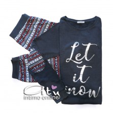 Jadea Pigiama snow 5081 blu e grigio melange