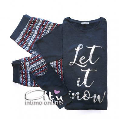 Jadea Pigiama snow 5081 blu e grigio melange