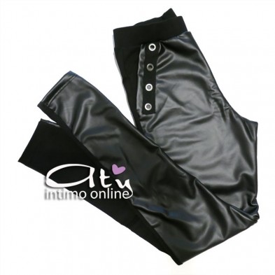 Jadea leggings caldo cotone e simil pelle 4886