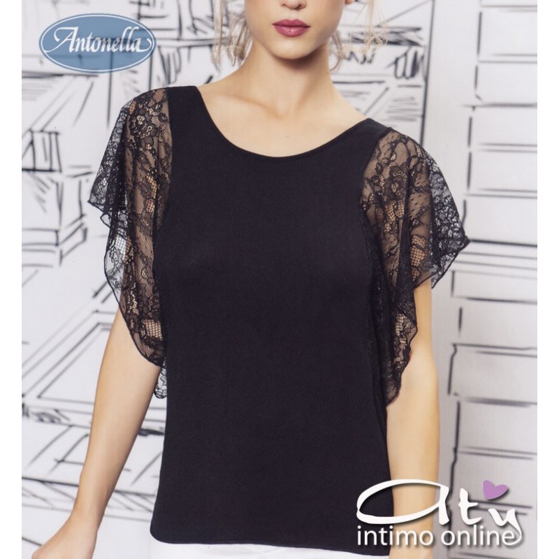 Antonella maglietta manica con balza di pizzo 63252