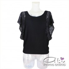 Antonella maglietta manica con balza di pizzo 63252