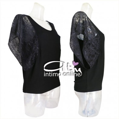 Antonella maglietta manica con balza di pizzo 63252