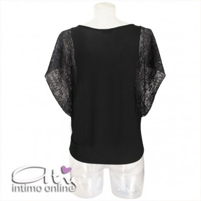 Antonella maglietta manica con balza di pizzo 63252