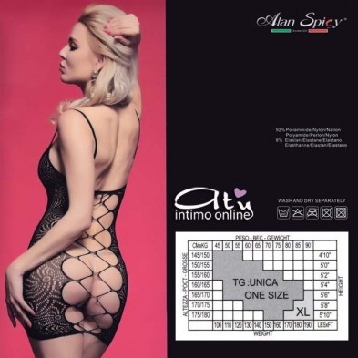 Mini Abito sexy optical a maxi rete C2419 Alan Spic lingerie donna hot