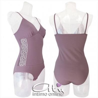 Jadea body cotone con pizzo mini-fiori Parigi 4896