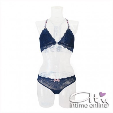 Infiore Completino bralette in pizzo blu Perfume PER4722