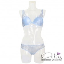 Completino pizzo quadrettato azzurro cielo con bralette Pura P0531C