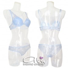 Completino pizzo quadrettato azzurro cielo con bralette Pura P0531C