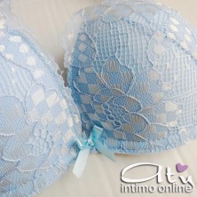 Completino pizzo quadrettato azzurro cielo con bralette Pura P0531C