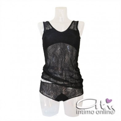 Lingerie set con top tulle + boxerino sexy Pierre Cardin 1035