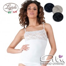 Canottiera con spallino e balza in lace T72 Lajole 3Pack