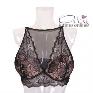 Lormar completino pizzo e tulle con Top taglio Bralette SOC0025