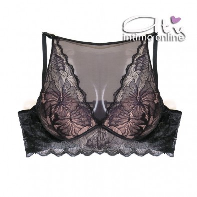 Lormar completino pizzo e tulle con Top taglio Bralette SOC0025