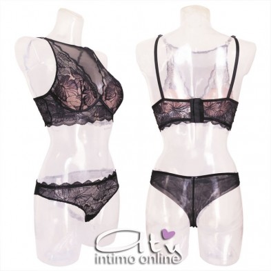 Lormar completino pizzo e tulle con Top taglio Bralette SOC0025