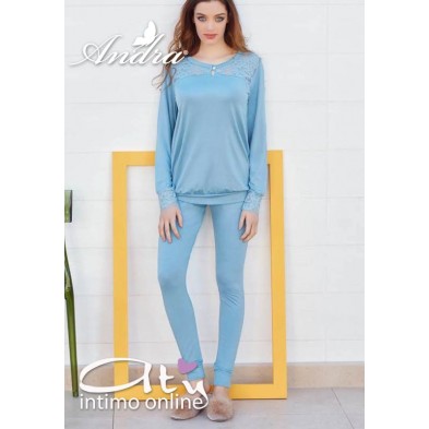 Andra Dreamwear pigiama da donna in calda viscosa con leggings 8408