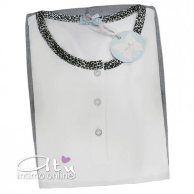Andra Dreamwear pigiama donna caldo cotone velluto leopardato 8367
