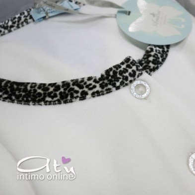 Andra Dreamwear pigiama donna caldo cotone velluto leopardato 8367