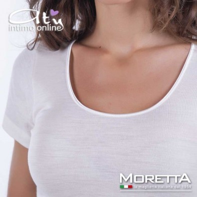 Maglia intima donna mezza manica Moretta T5008 lana/seta