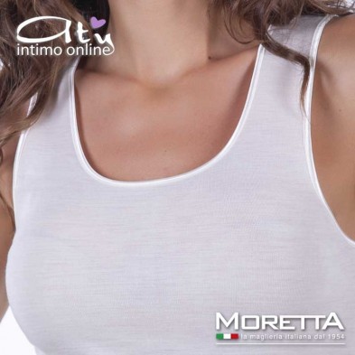 Canotta intima da donna Lana Seta Spalla larga Moretta T5007